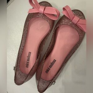 Mini Melissa pink sparkly bow flats